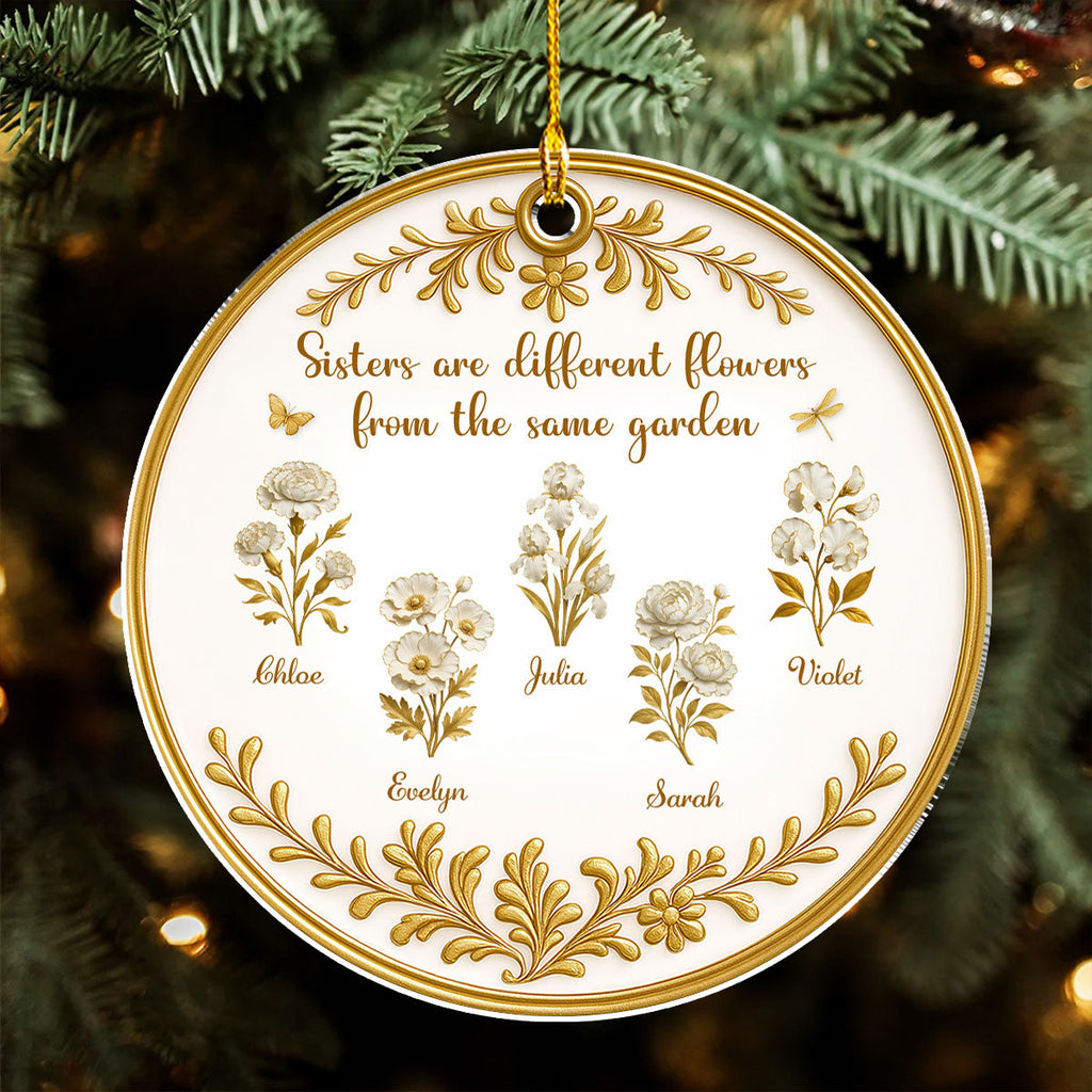 Custom Sister Christmas Ornament •  Lovely Flowers - Personalized Acrylic Ornament