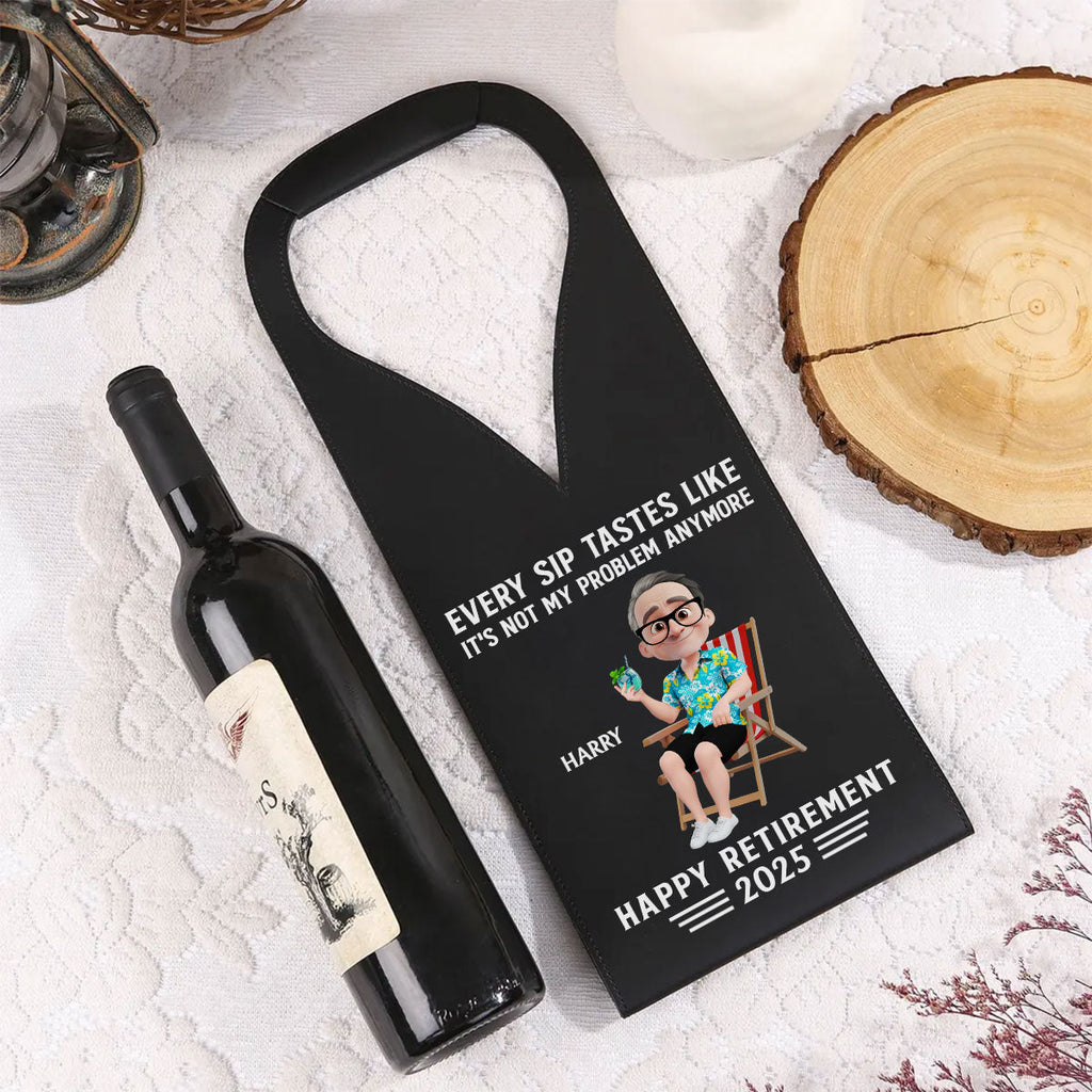 Happy Retirement - Personalized Leather Wine Bag
