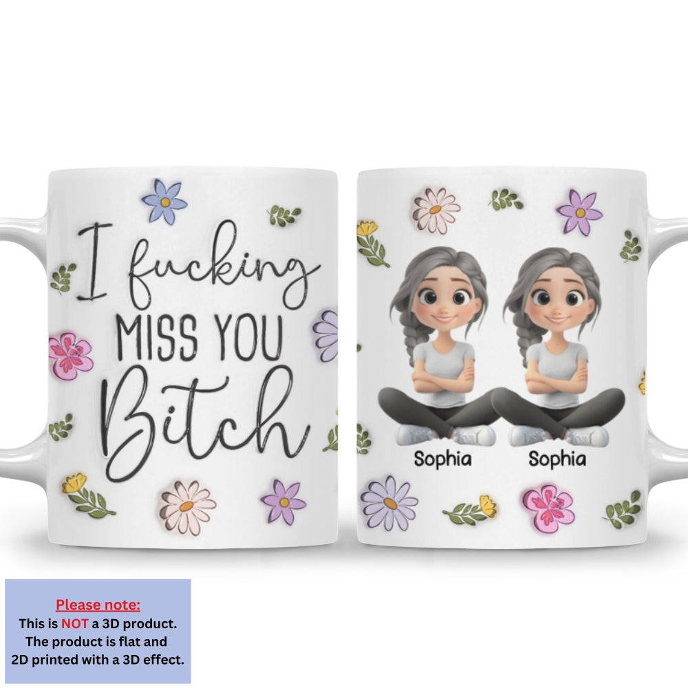 Custom Best Friend, Christmas & Birthday Friendship Keepsake Gift • Miss You My Besties - Personalized 3D Inflated Effect Mug