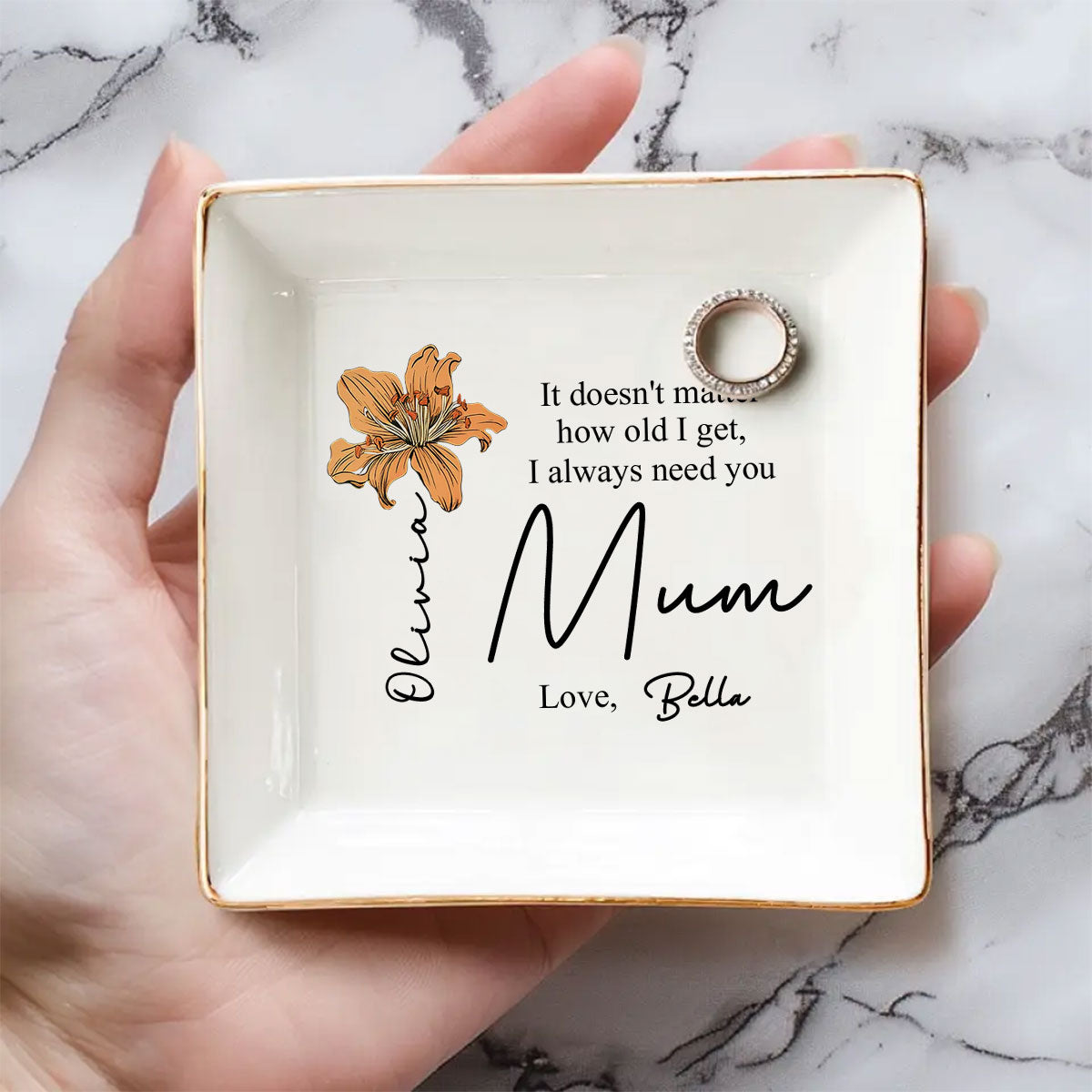 Custom Mom Trinket Dish, Birthday Christmas Gift • How Old I Get - Personalized Jewelry Dish