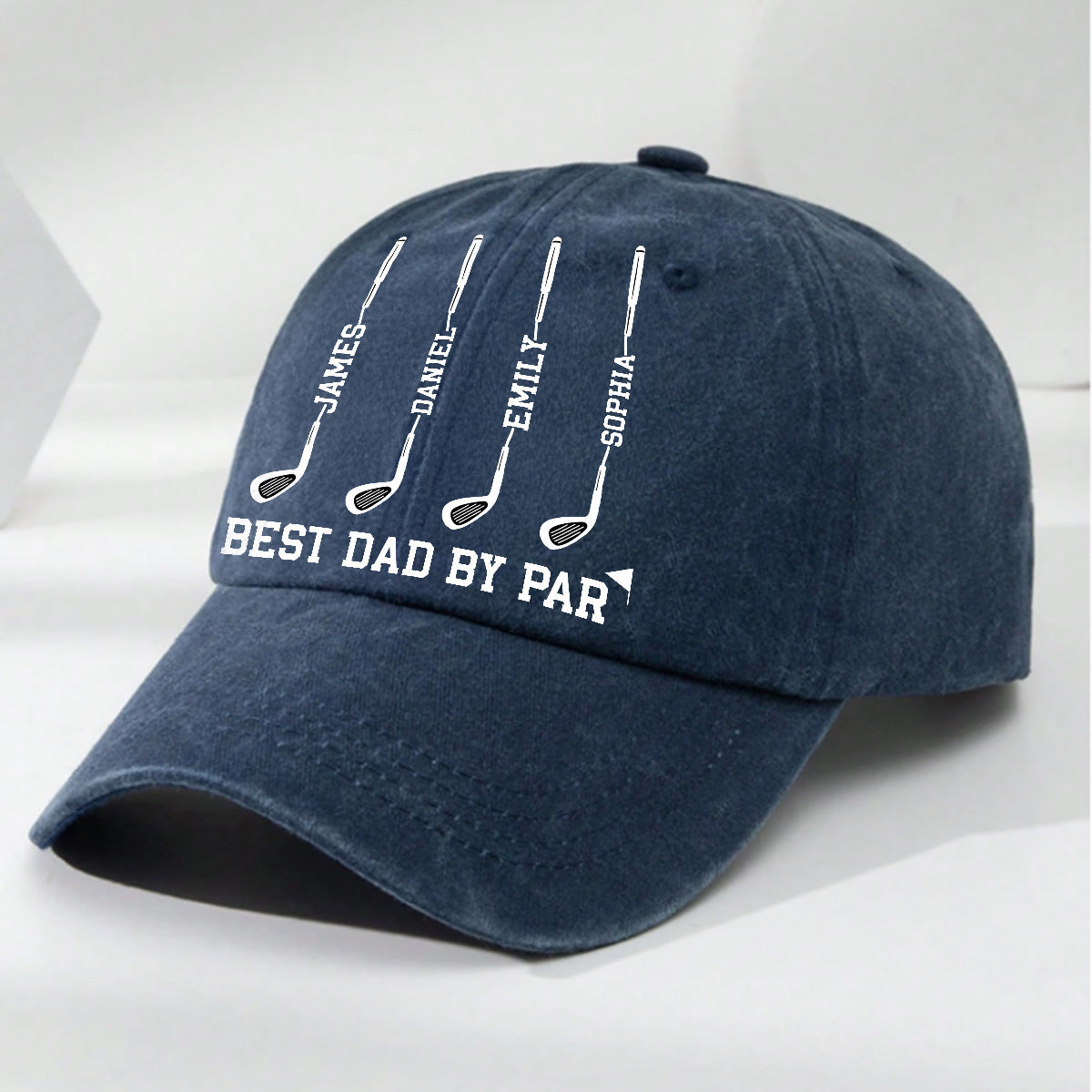 Custom Father's Day Christmas Birthday Gifts for Dad • Top Dad By Par - Personalized Vintage Washed Denim Cap