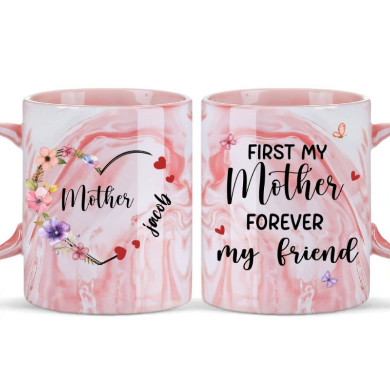 Custom Mother's Day Gift for Mom & Grandma • Sweethearts Of Mom - Personalized Pink Marble Mug