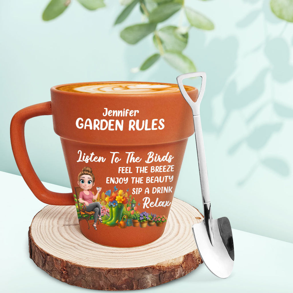 Custom Christmas & Birthday Keepsake Gift • Garden Rules - Personalized Plant Pot Mug