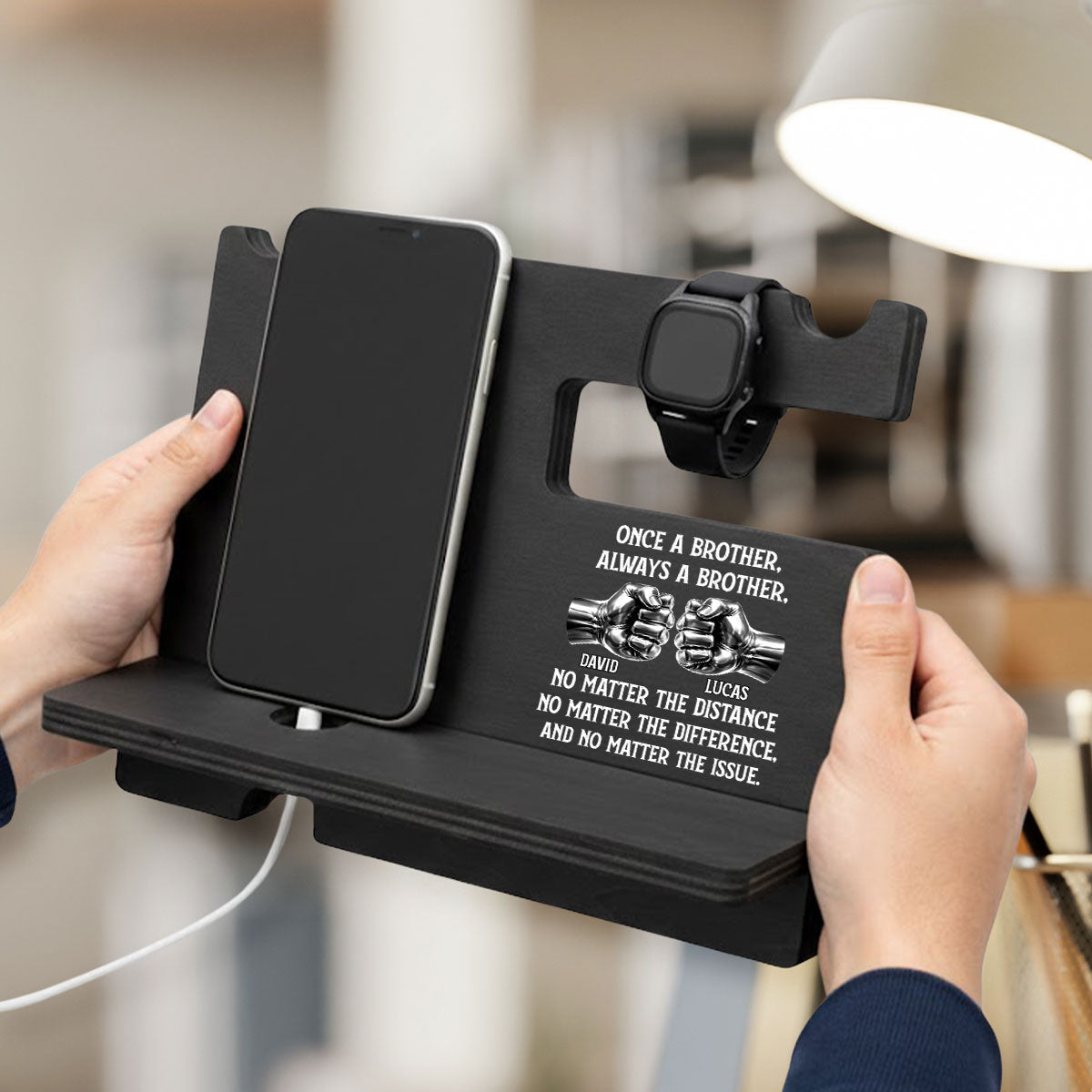 Soulmate Best Friend - Personalized Wood Phone Docking Station