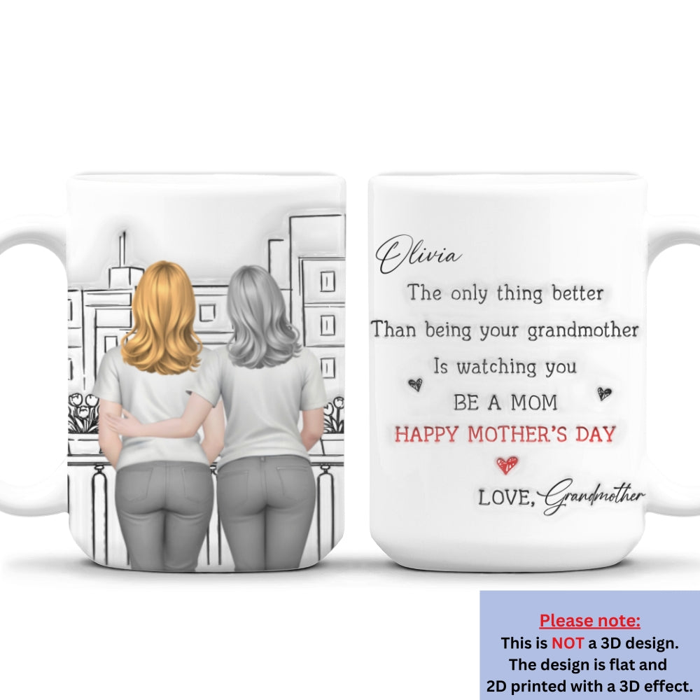 Custom Christmas & Birthday Gift for Granddaughter • Watching You Be Caring Grandmother - Personalized 3D Inflated Mug