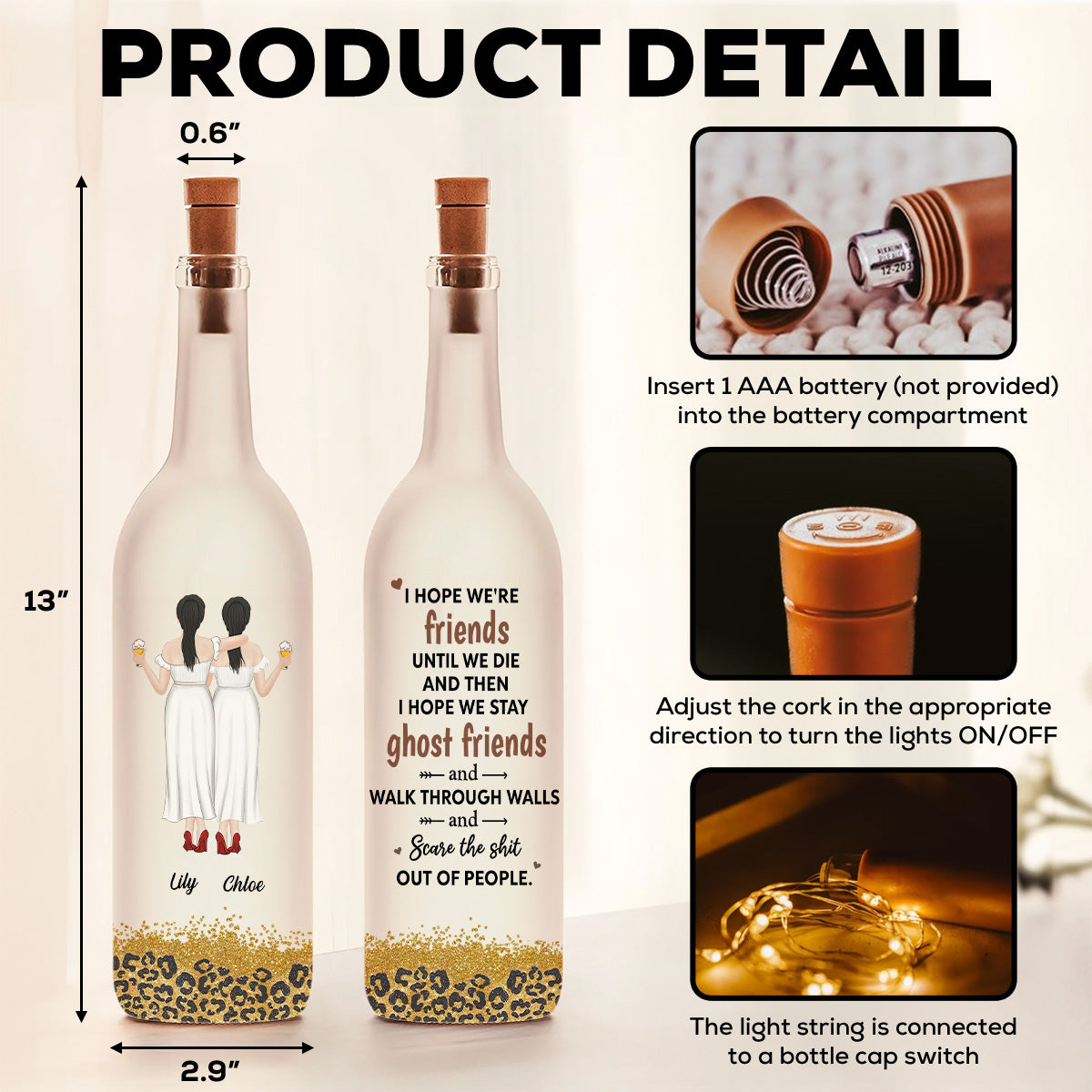 We Are Friends Until We Die - Personalized Bottle Lamp