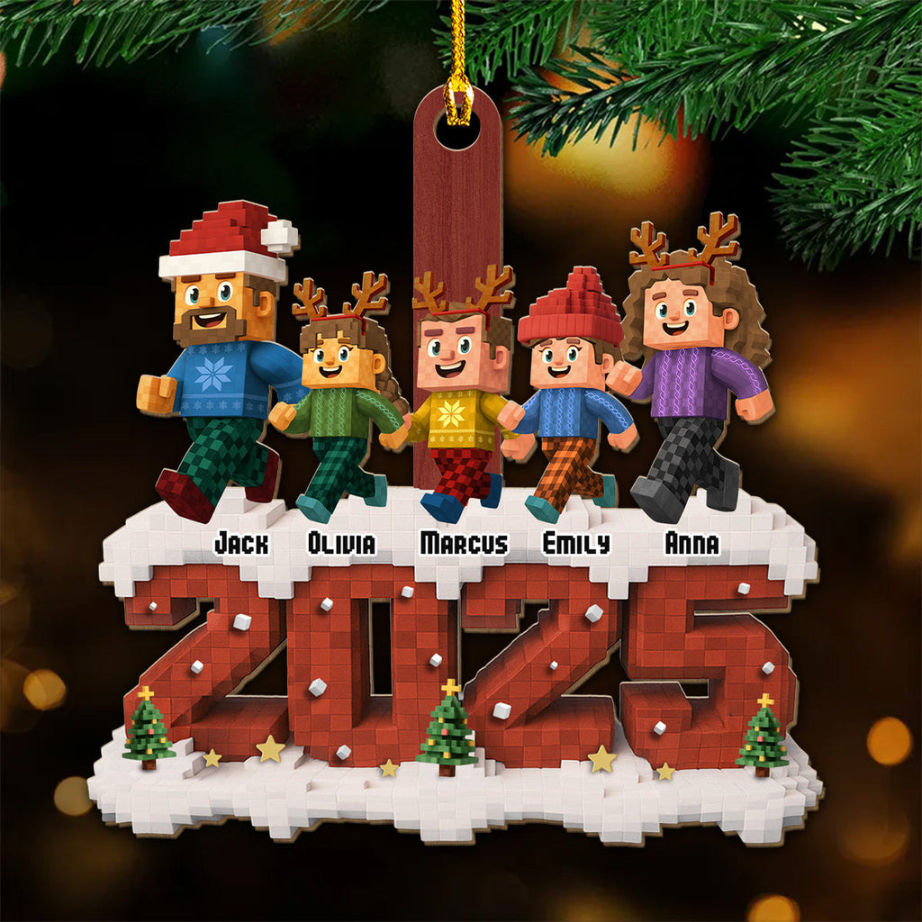 Custom Family Ornament, Christmas Gift for Family Members •  Our Family Square - Personalized Wood Ornament