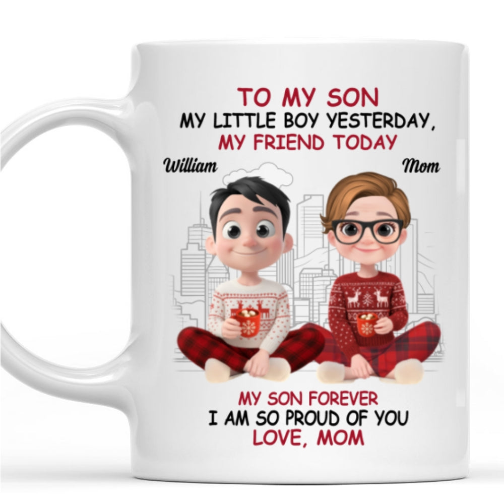 Custom Christmas & Birthday Gift for Son • My Little Boy My Strength - Personalized Coffee Mug
