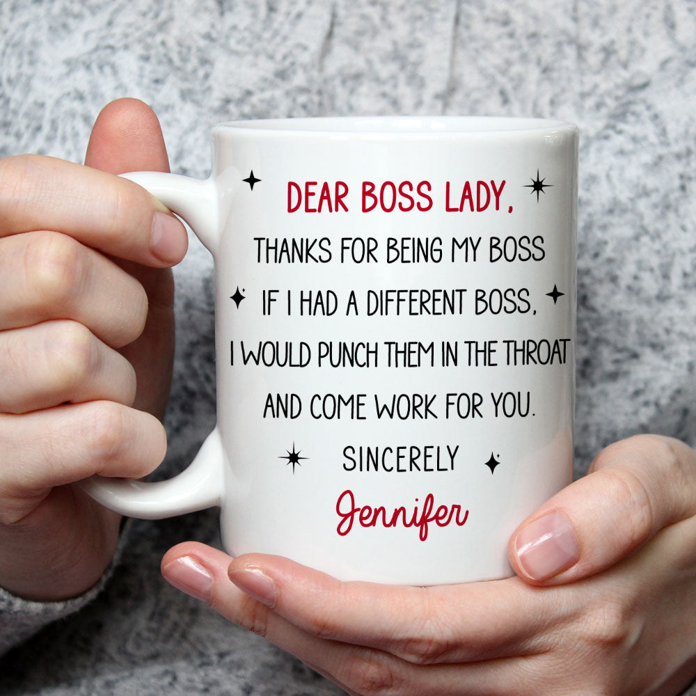 Custom Coworker, Christmas & Birthday Team Appreciation Gift • Dear Boss Lady - Personalized Coffee Mug