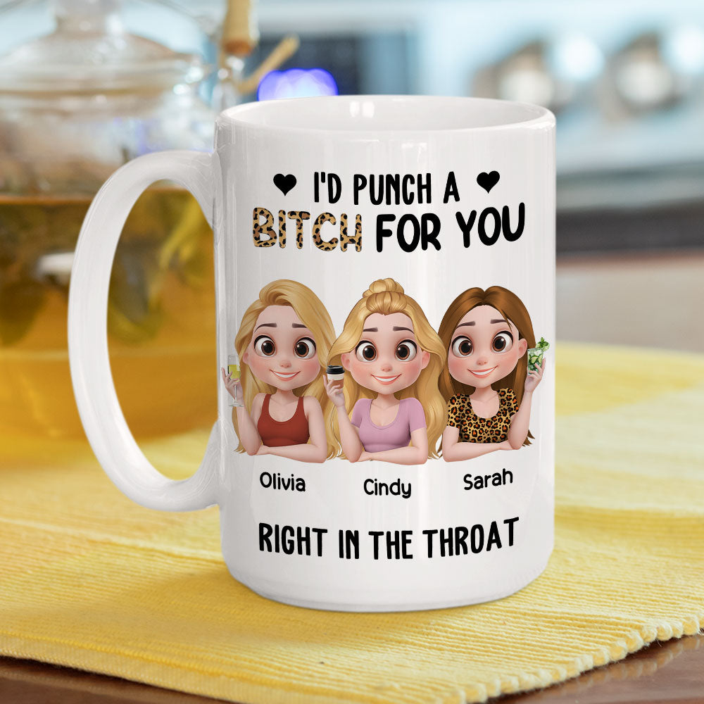 Custom Best Friend, Christmas & Birthday Friendship Keepsake Gift • Punch For You My Bestie - Personalized Coffee Mug