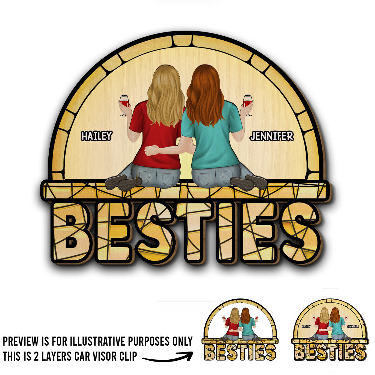 Besties - Personalized Car Visor Clip