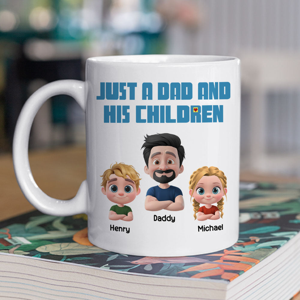 Custom Father's Day, Special Gift for Dad & Grandpa • Daddy And His Children - Personalized Coffee Mug
