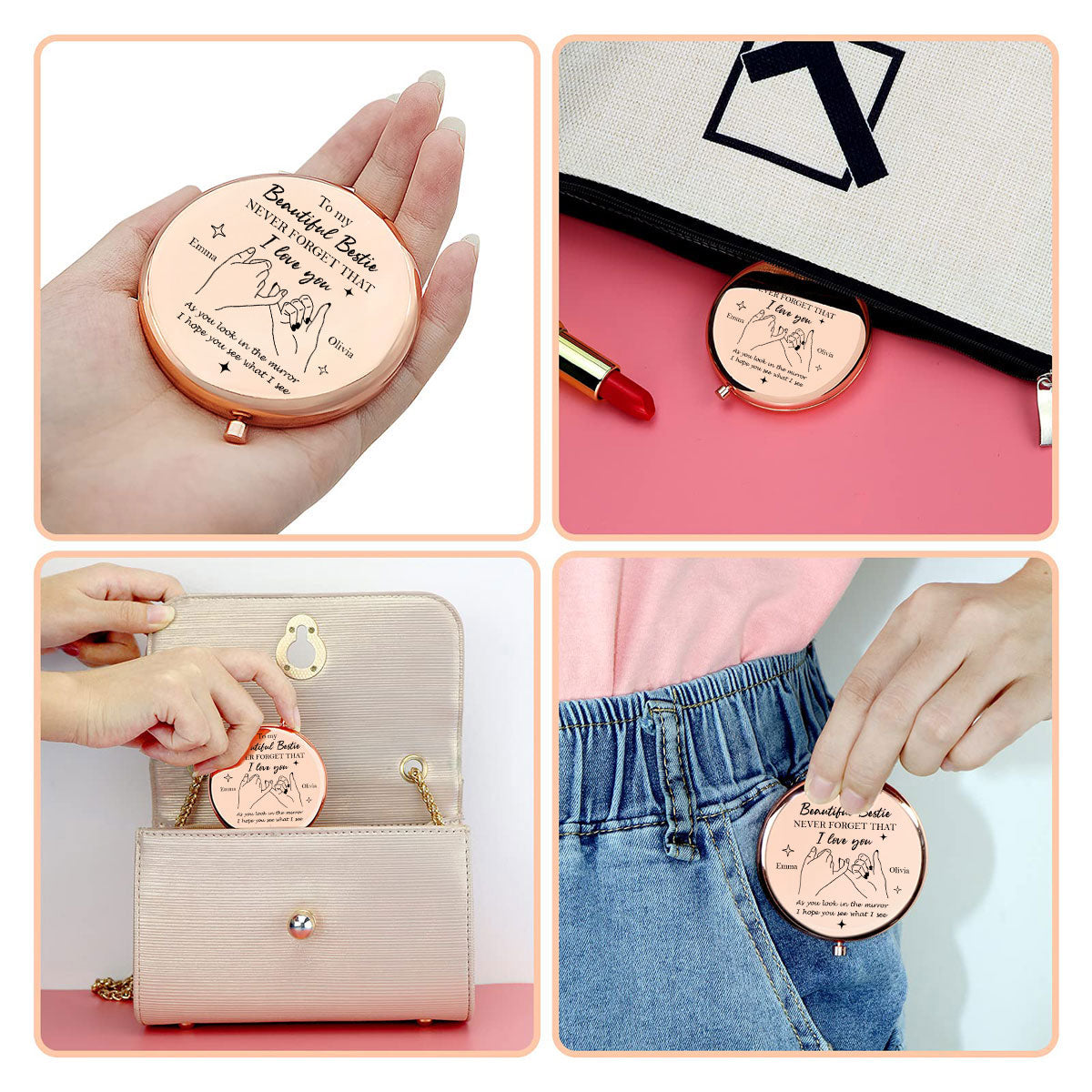 To My Beautiful Bestie - Personalized Compact Mirror