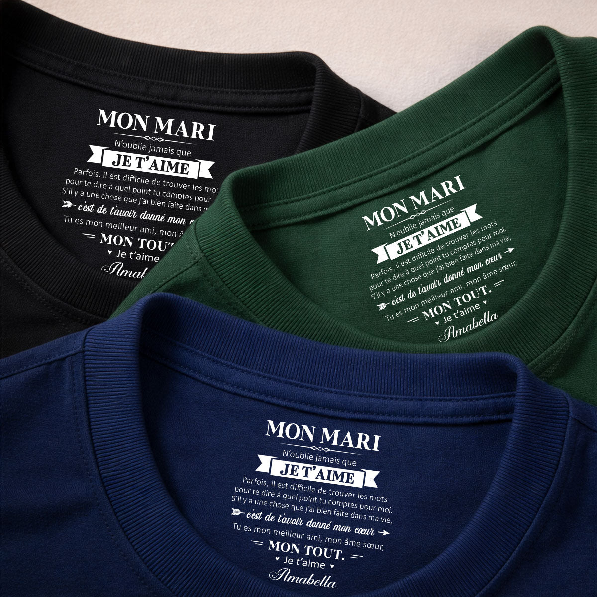 Custom Christmas Anniversary Keepsake Gifts For Husband • Mon âme sœur et mon tout – T-shirt avec impression personnalisée à l’intérieur du col