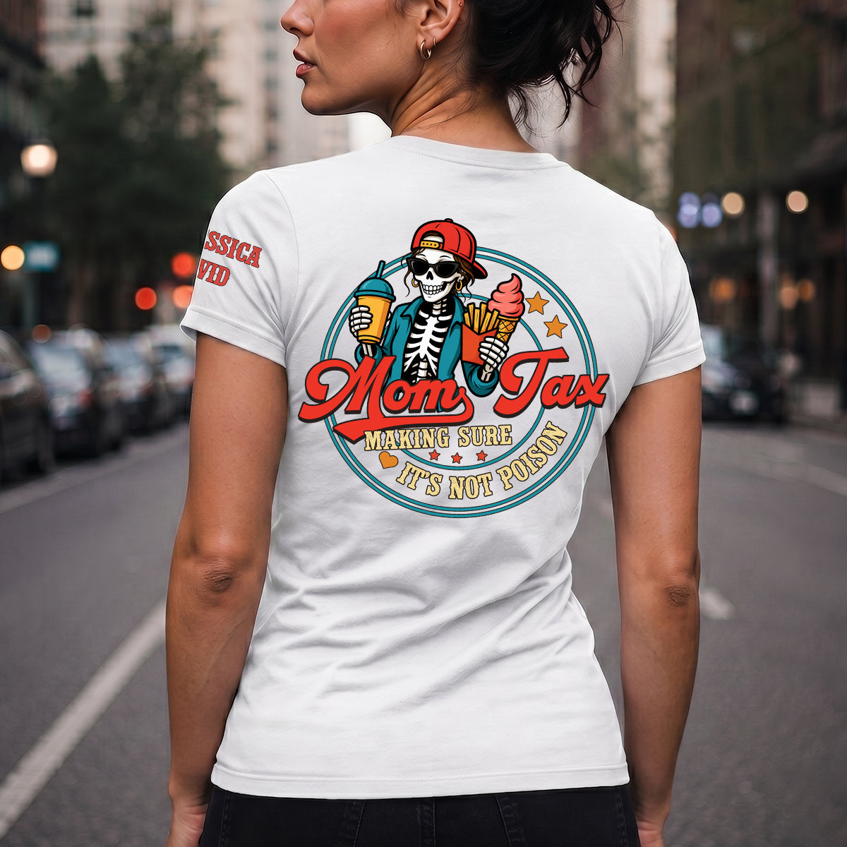 Custom Christmas & Birthday Gift for Mom, Grandma • Funny Mom Tax - Personalized Shirt With Design On Sleeve