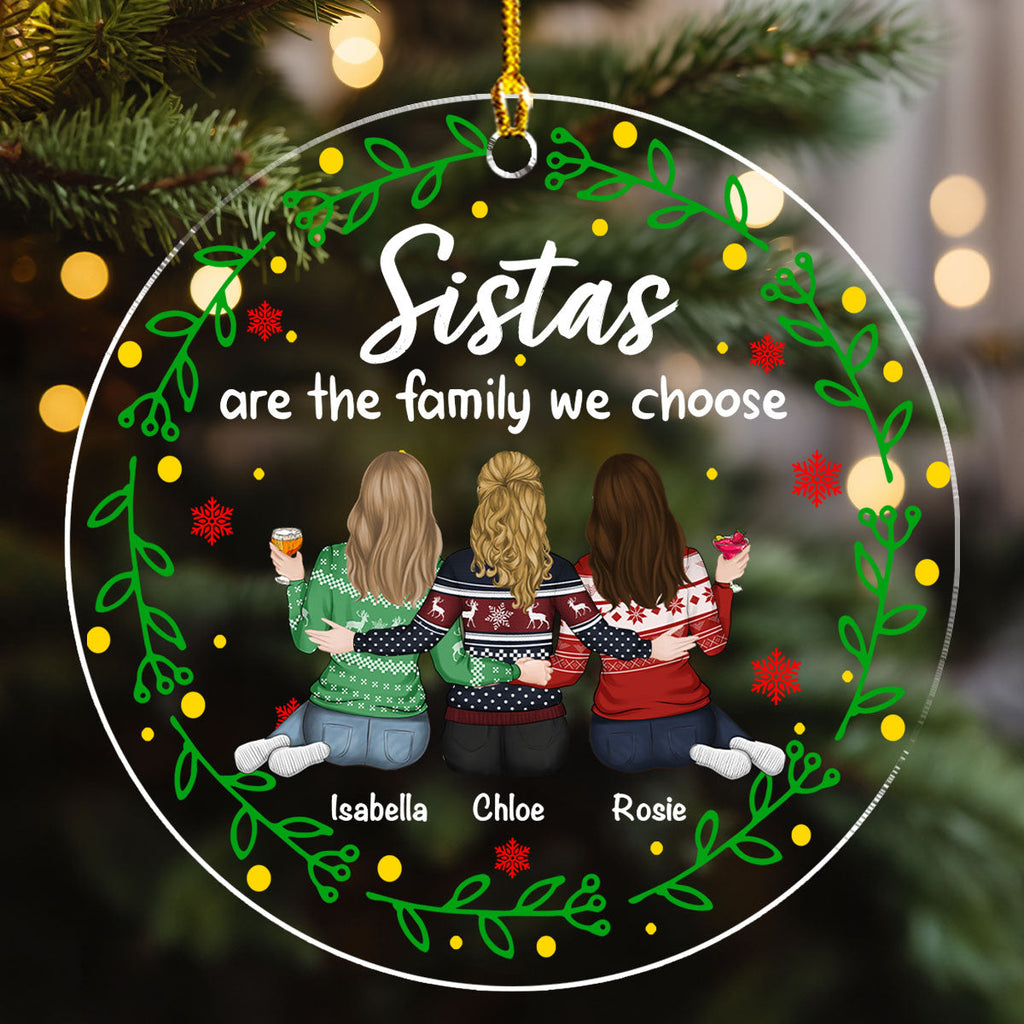 Custom Friendship Christmas Ornament, Best Friend Gift •  Friends Are The Family We Choose Ver 2 - Personalized Acrylic Ornament