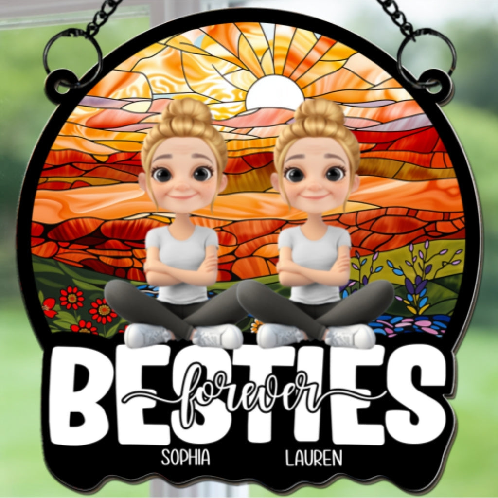 Custom Best Friend Hanging Decor, Friendship Birthday Gifts • Forever Grateful For My Sister - Personalized Suncatcher