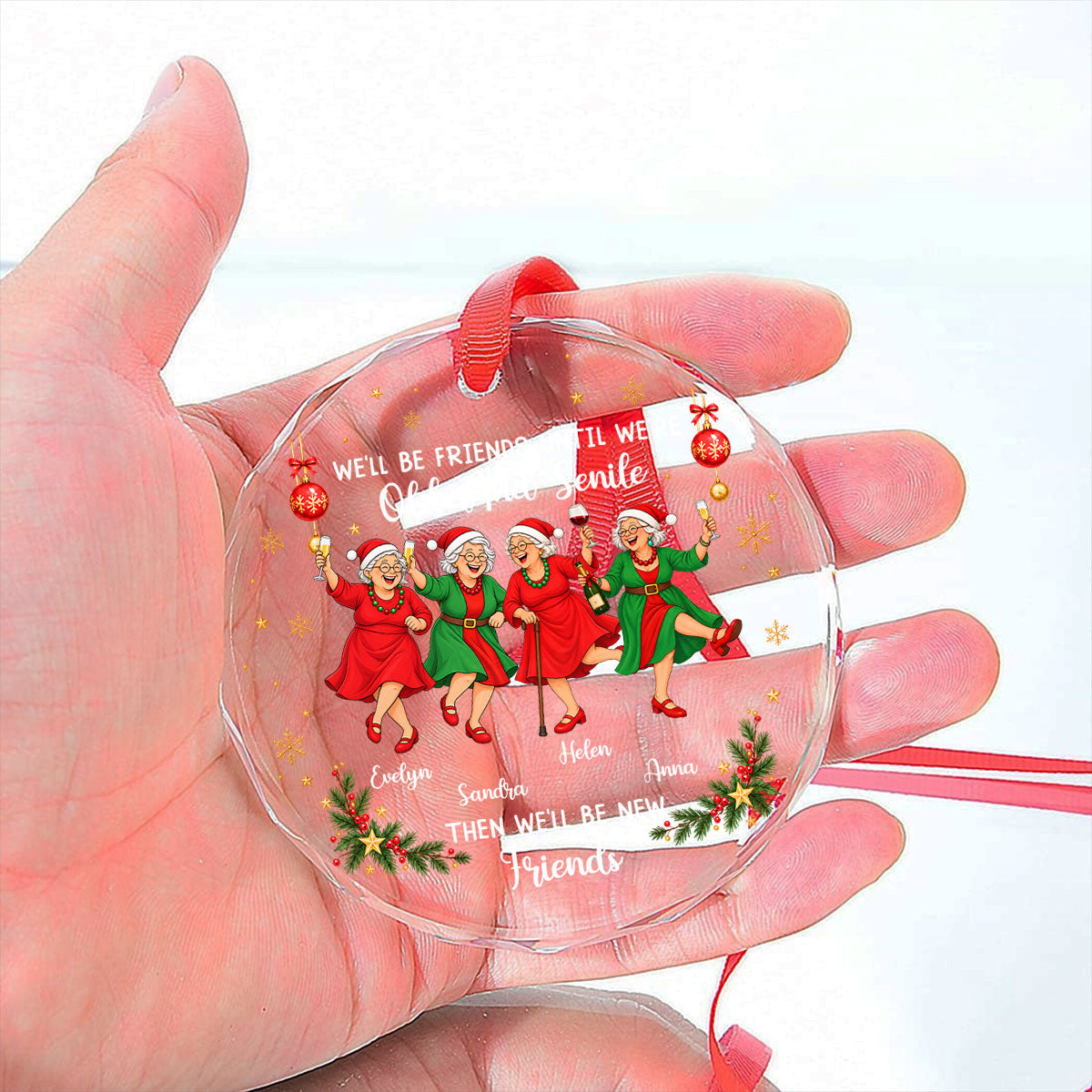 Custom Sister Christmas Ornament •  Moments To Treasure - Personalized Glass Ornament