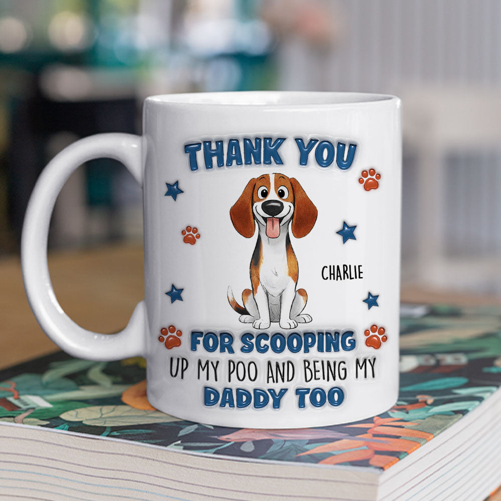 Custom Christmas & Birthday Keepsake Gift • Scooping My Poo - Personalized 3D Inflated Effect Coffee Mug