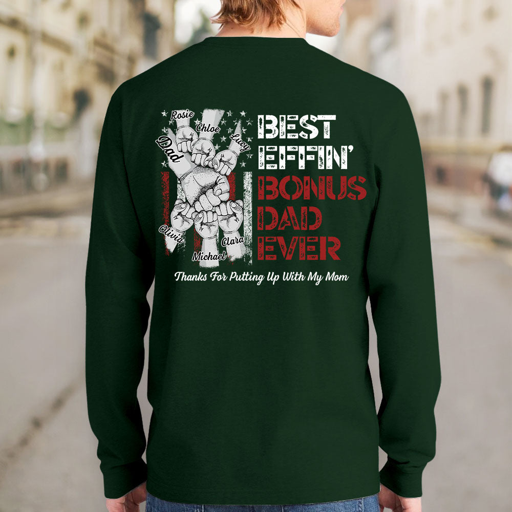 Custom Christmas & Birthday Keepsake Gift • Best Bonus Dad Ever - Personalized Shirt