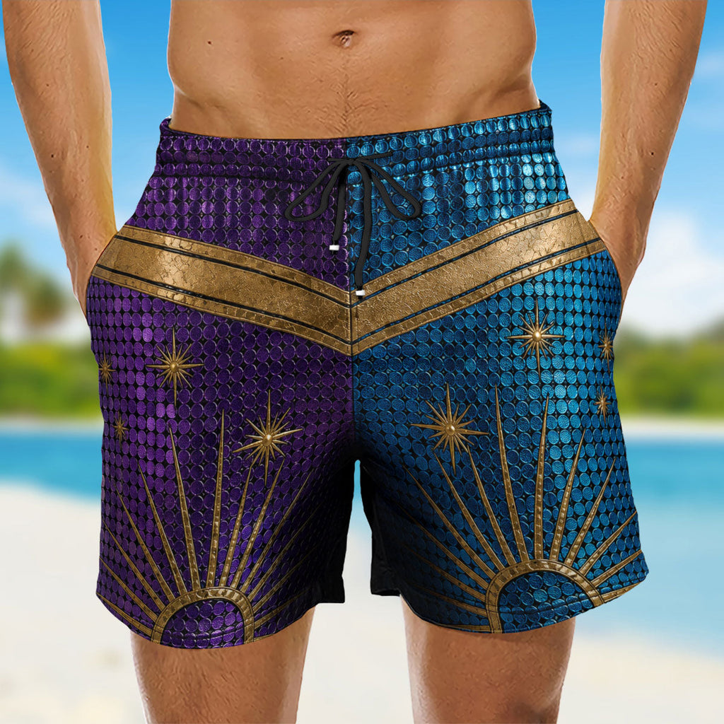 Custom Funny 3D Body Swim Trunks for Men, Birthday Summer Gift • Astro Peekaboo - Personalized Beach Shorts