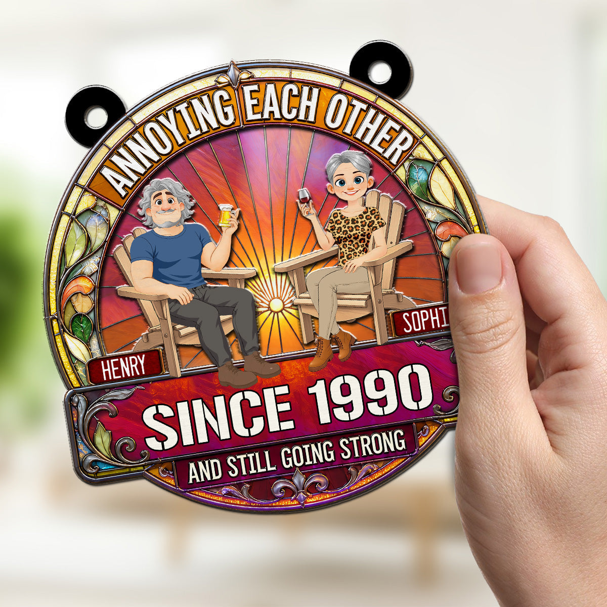 Custom Couple Hanging Decor, Anniversary Valentine's Day Gifts • Everlasting Bond - Personalized Suncatcher