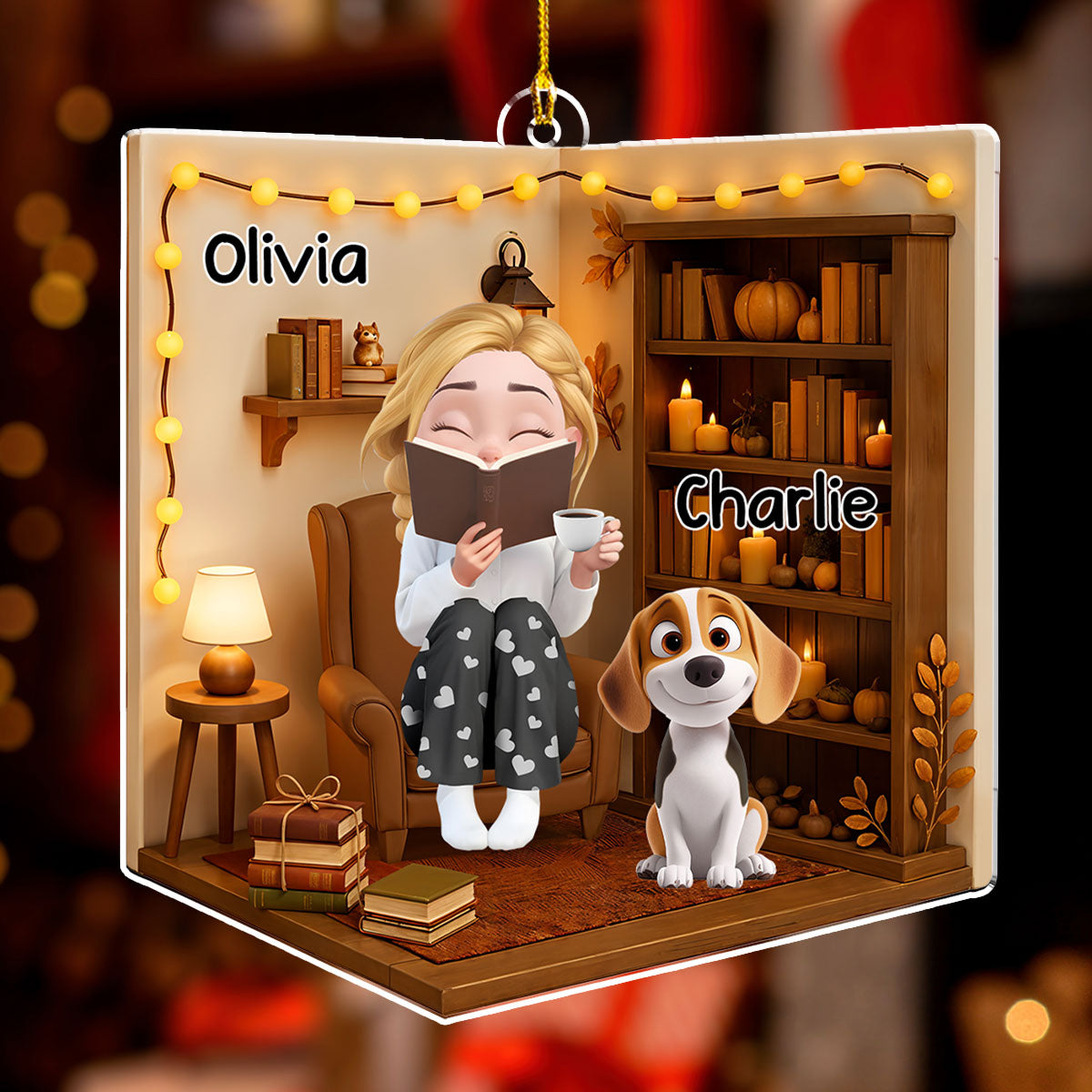 Custom Keepsake Christmas Ornament •  Reading Girly - Personalized 3D Effect Acrylic Ornament