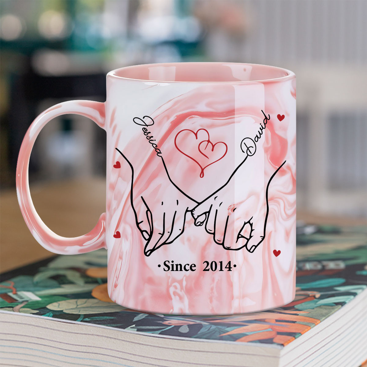 Custom Anniversary Keepsake Gifts For Couple • I'm Keeping You Forever Yours - Personalized Pink Marble Mug