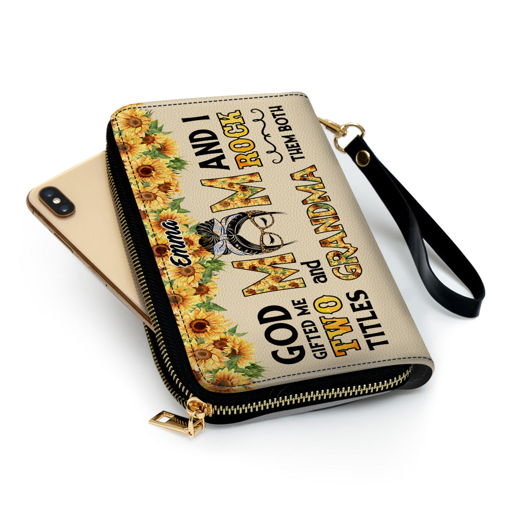 God Gifted Me Two Titles Mom & Grandma - Personalized Leather Wallet