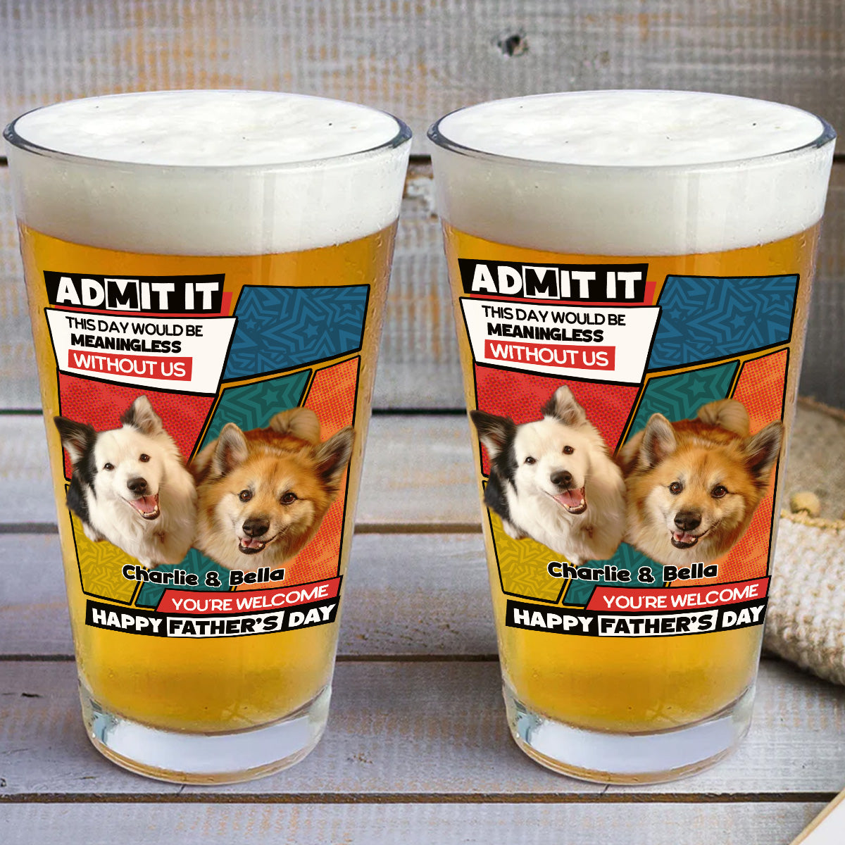 Meaningless Without Us Photo - Personalized Beer Glass