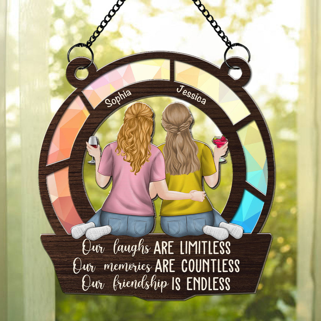 Custom Best Friend Hanging Decor, Friendship Birthday Gifts • Our Memories Are Countless - Personalized Suncatcher
