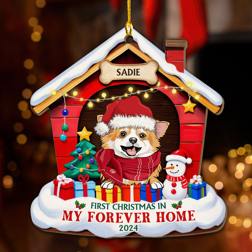 Custom Keepsake Christmas Ornament •  Dog Forever Home - Personalized Wood Ornament