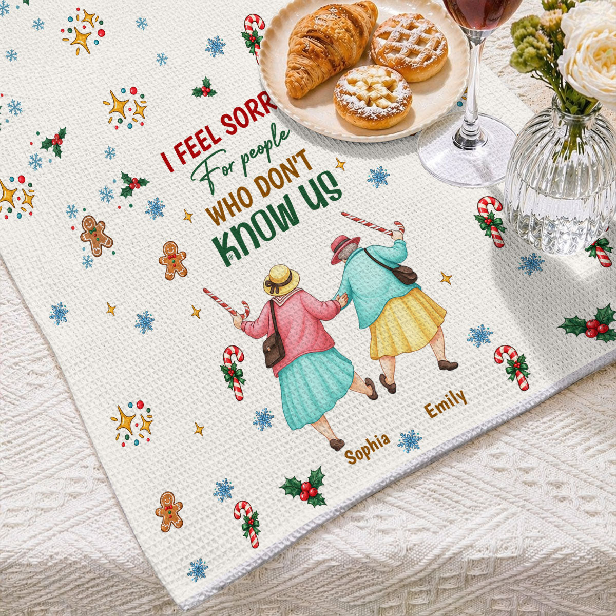 Custom Sister Kitchen Towel With Names, Birthday Christmas Gift For Sister Sibling • Funny Besties - Personalized Kitchen Towel