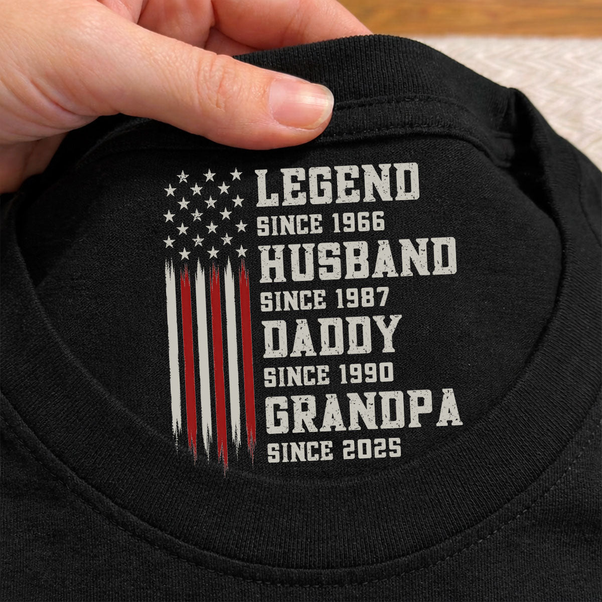 Custom Father's Day, Special Gift for Dad & Grandpa • The Legend In Fact - Personalized Inside Neck Print T-Shirt