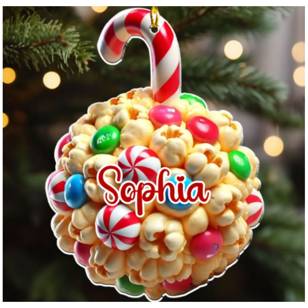 Custom Family Ornament, Christmas Gift for Family Members •  Popcorn Ball Family Name - Personalized Acrylic Ornament