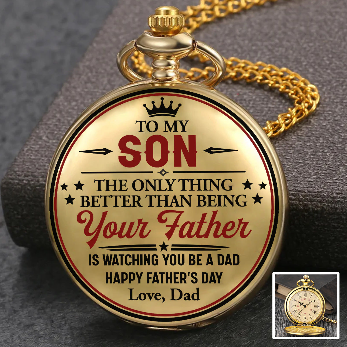 To My Son - Personalized Print Pocket Watch
