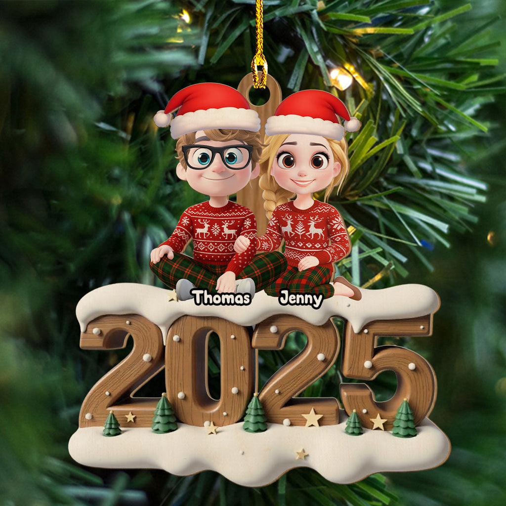 Custom Couple Christmas Ornament, Anniversary Gift •  Us From Now Onwards - Personalized 3D Effect Wood Ornament