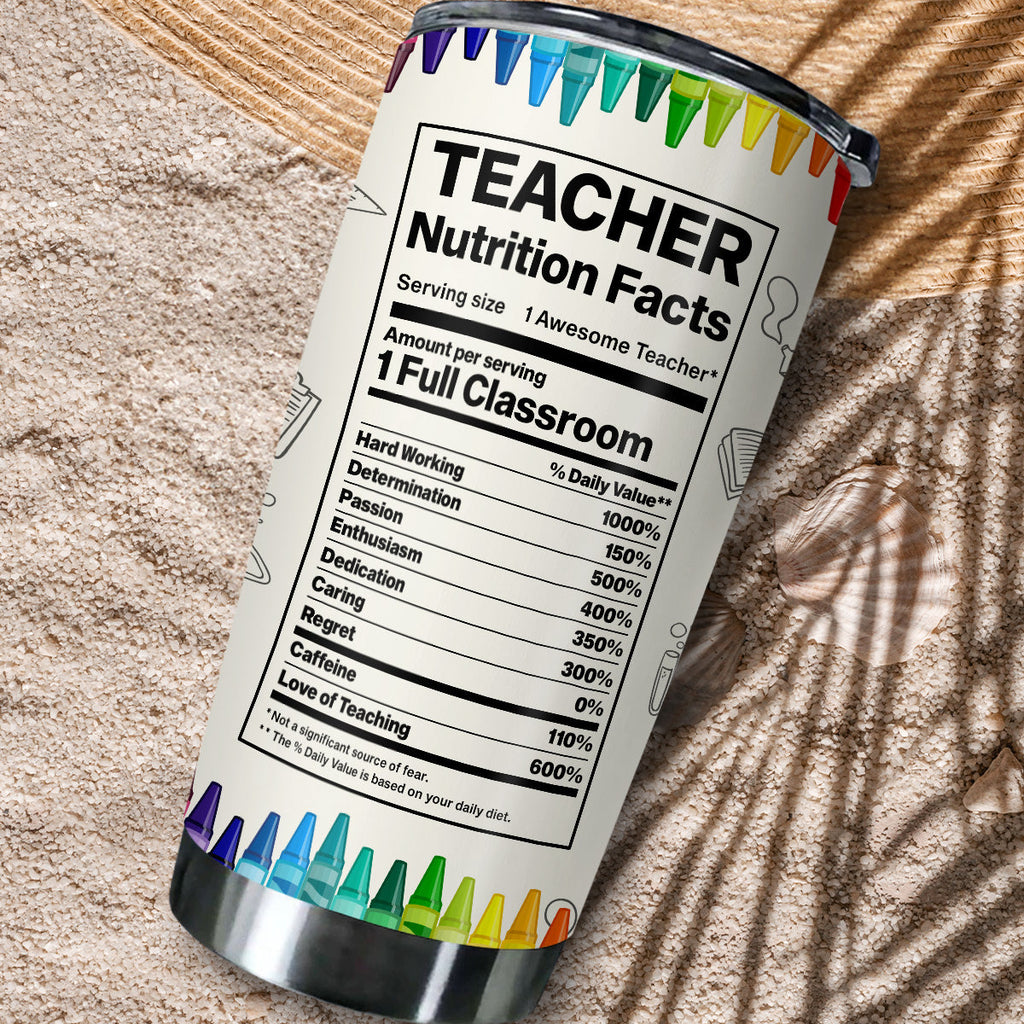Teacher Nutrition Facts - Personalized Tumbler