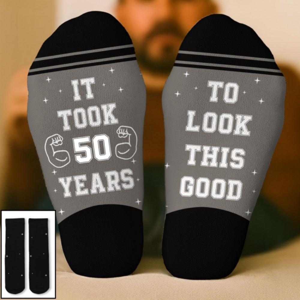 Custom Name Christmas Footwear Gift For Husband, Romantic Anniversary Keepsake • This Good Look - Personalized Crew Socks