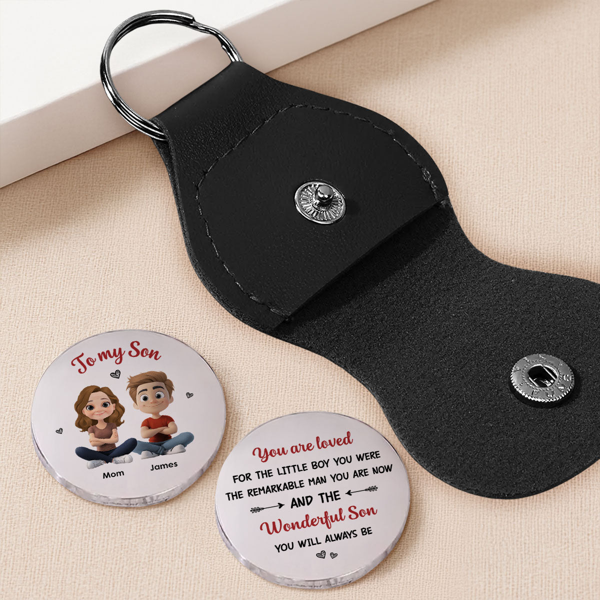 Custom Coin Keychain for Daughter Mom, Mother's Day Birthday Gifts • You Are Loved - Personalized Pocket Hug