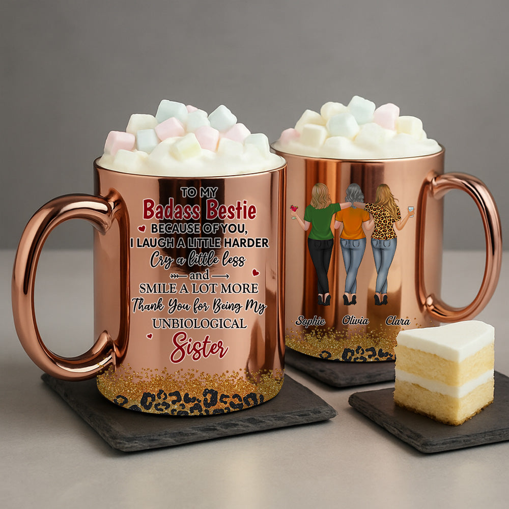 Custom Best Friend, Christmas & Birthday Friendship Keepsake Gift • To My Badass Bestie - Personalized Metallic Mug