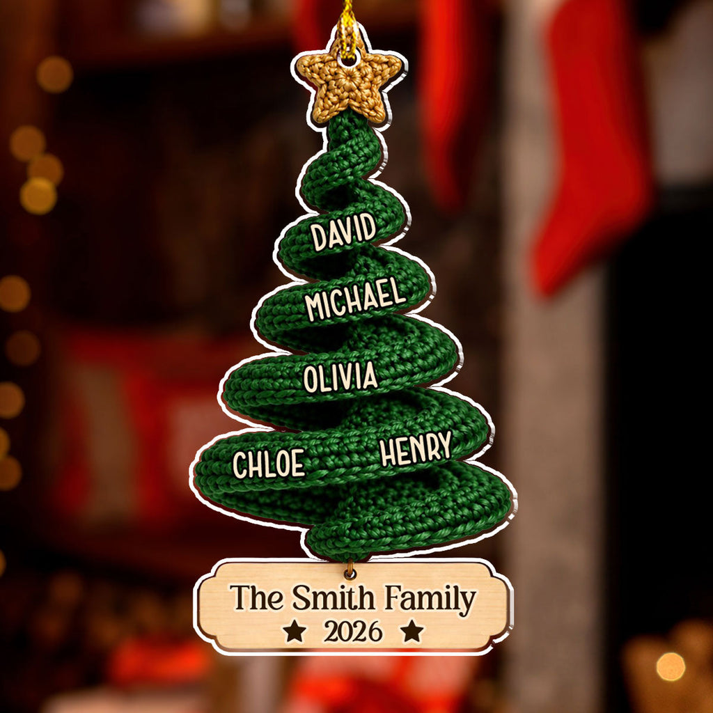 Custom Family Ornament, Christmas Gift for Family Members •  Our Little Name Tree  - Personalized Acrylic Ornament