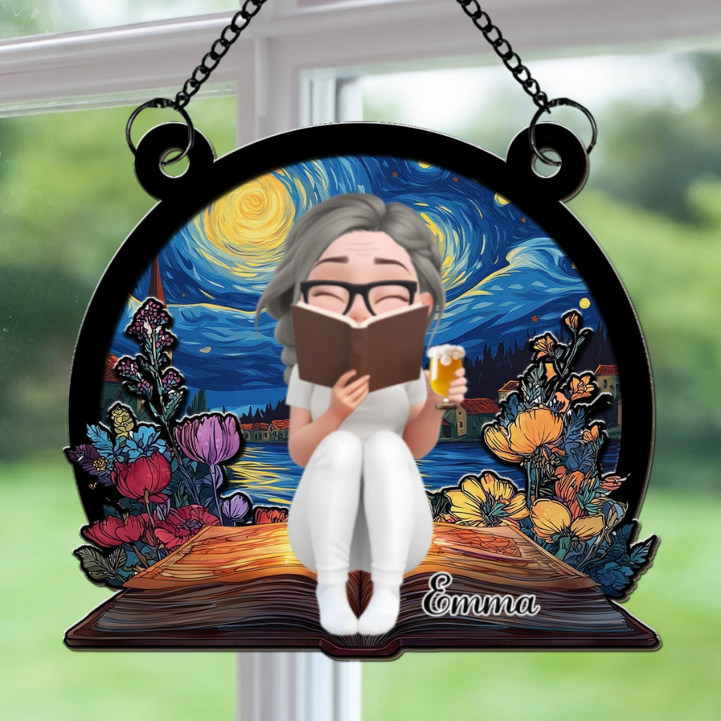 Custom Christmas Hanging Decor, Birthday Housewarming Gift For Book Lovers • Book Lover - Personalized Suncatcher