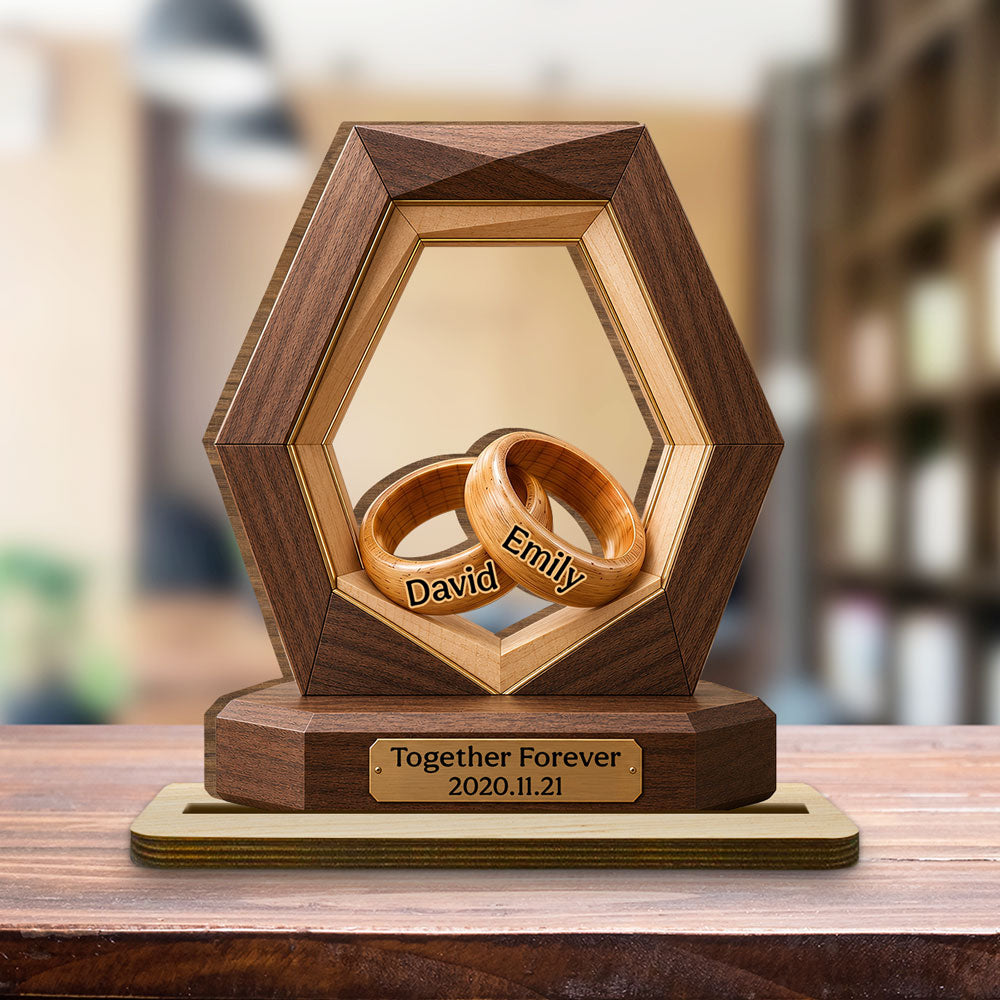 Custom Couple's Decor, Anniversary & Wedding Gift • Infinity Love - Personalized 2-Layer Wood Plaque With Flat Base