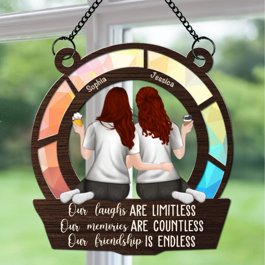 Custom Best Friend Hanging Decor, Friendship Birthday Gifts • Our Memories Are Countless - Personalized Suncatcher