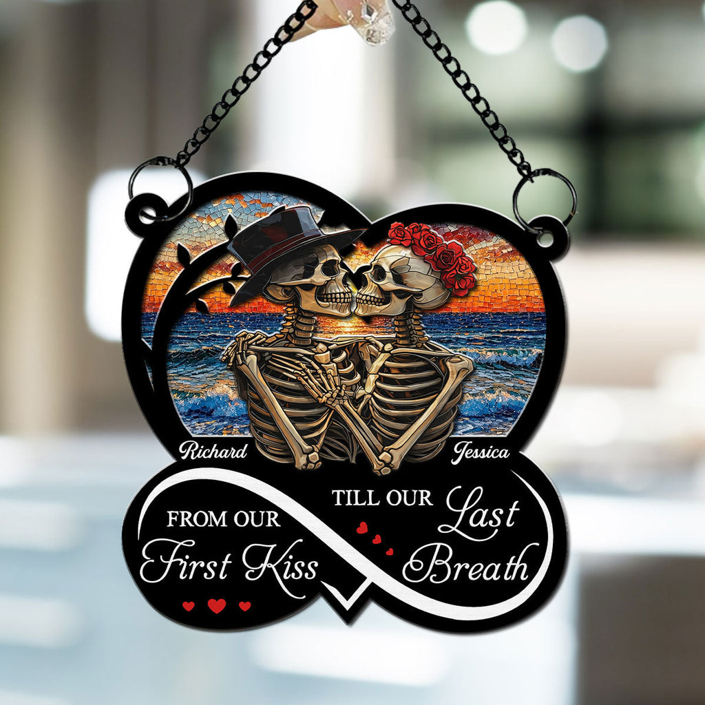 Custom Name Couple Hanging Decor, Anniversary Valentine's Day Gifts • Last To The End - Personalized Suncatcher