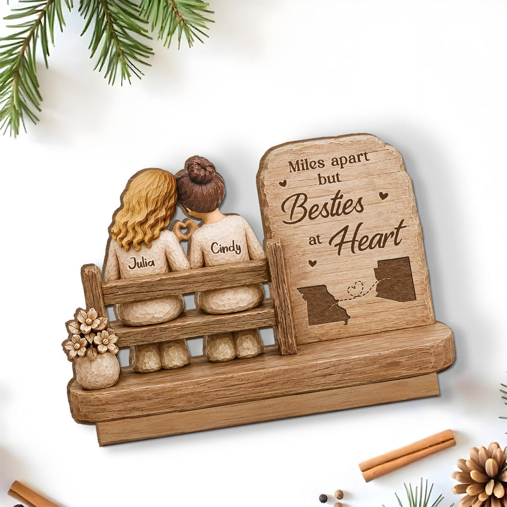 Custom Friendship Decor, Christmas Birthday Gifts For Best Friend • Side By Side - Personalized 2-Layer Wood Plaque With Flat Base