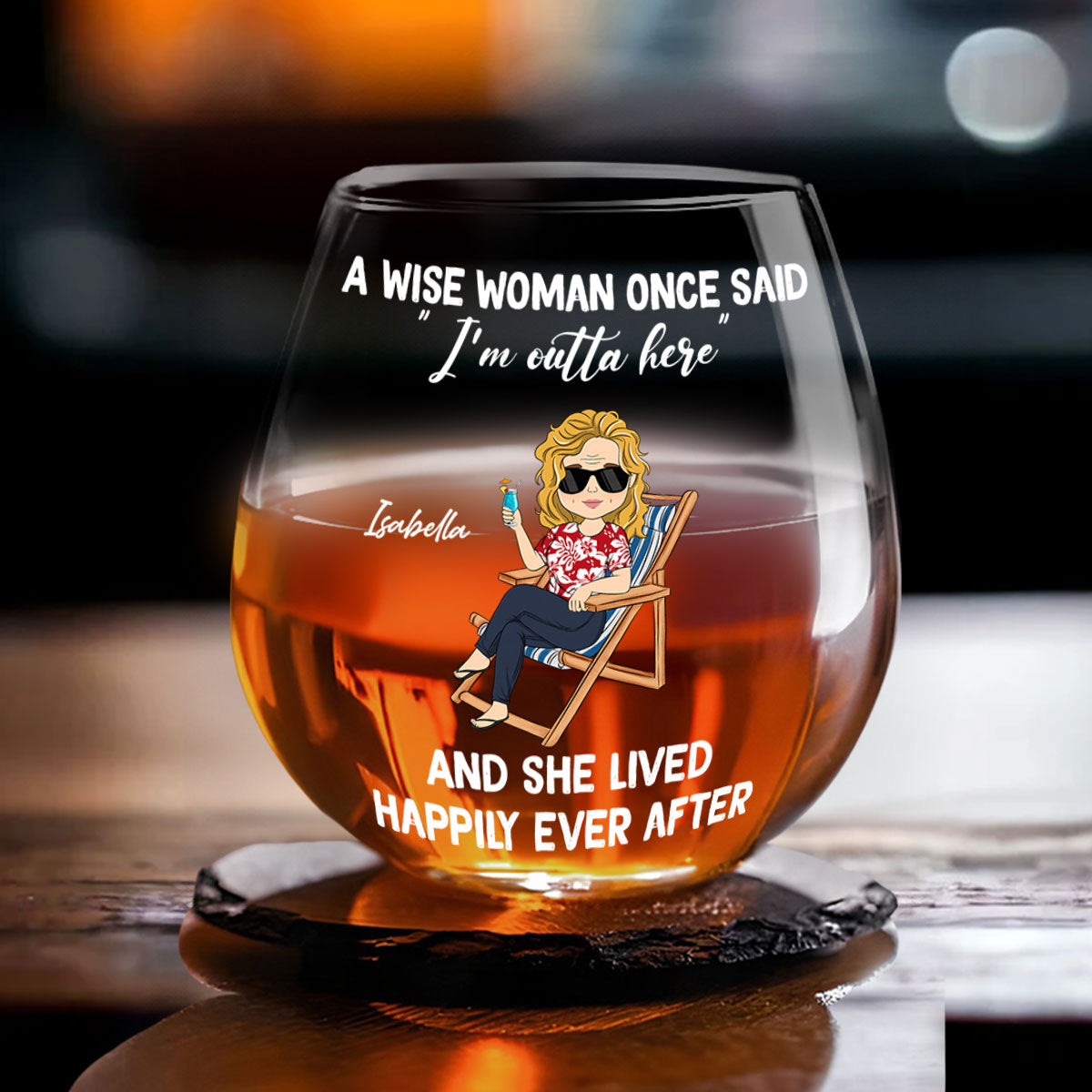 I Am Outta Here Happy Retirement - Personalized Wine Glass