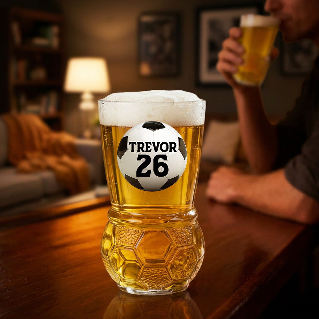 Forever Chasing The Ball - Personalized Football Beer Glass