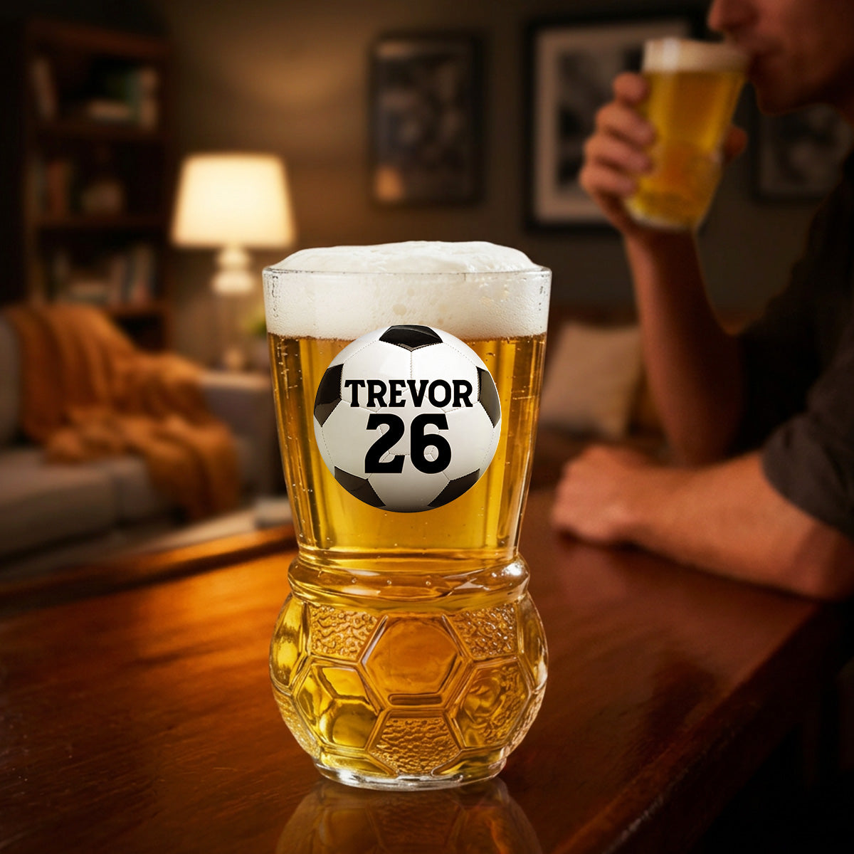 Forever Chasing The Ball - Personalized Football Beer Glass